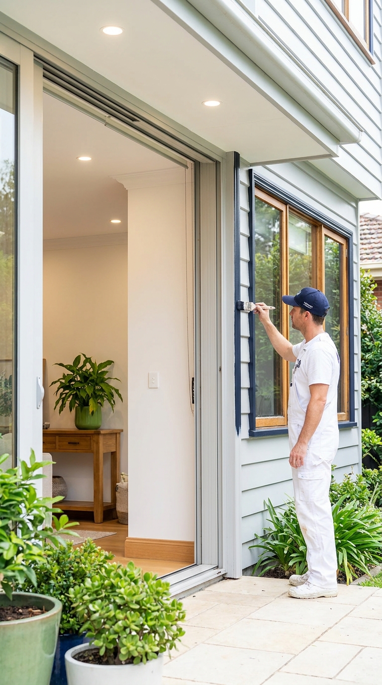 Professional painters in Box Hill working on exterior house — A1 Premier Painting